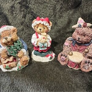 Holiday Bear Figurine - Red and Green Decorative Accent